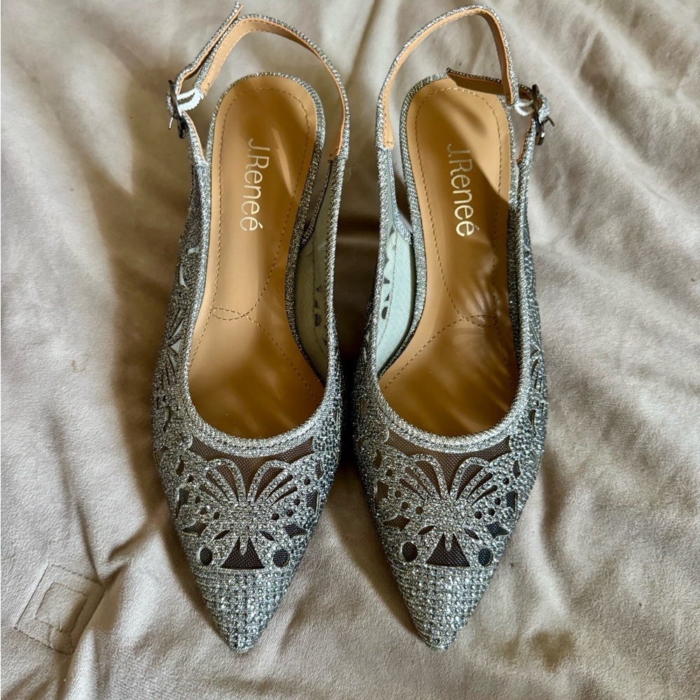 J.Renee Pewter Slingback Heels - Picture 3 of 8